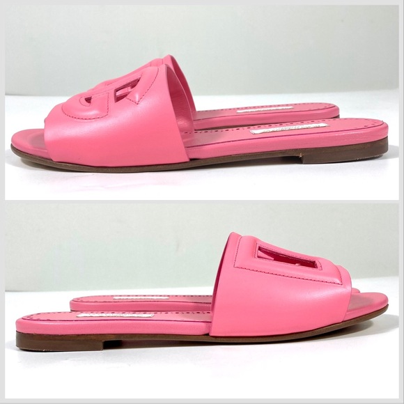 *SOLD* Dolce & Gabbana Bambino Girl's DG Cutout Leather Slide Sandals Pink 36 - Picture 11 of 17
